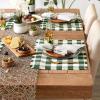 imageDII Heavyweight Fringed Check Tabletop Collection Placemat Set 13x19 Gray 6 PieceHunter Green