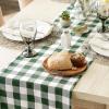 imageDII Heavyweight Fringed Check Tabletop Collection Placemat Set 13x19 Gray 6 PieceHunter Green
