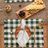 imageDII Heavyweight Fringed Check Tabletop Collection Placemat Set 13x19 Gray 6 PieceHunter Green
