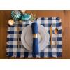 imageDII Heavyweight Fringed Check Tabletop Collection Placemat Set 13x19 Gray 6 PieceNavy