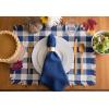 imageDII Heavyweight Fringed Check Tabletop Collection Placemat Set 13x19 Gray 6 PieceNavy