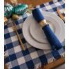imageDII Heavyweight Fringed Check Tabletop Collection Placemat Set 13x19 Gray 6 PieceNavy