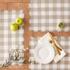 imageDII Heavyweight Fringed Check Tabletop Collection Placemat Set 13x19 Gray 6 PieceStone Brown