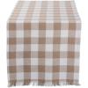 imageDII Heavyweight Fringed Check Tabletop Collection Placemat Set 13x19 Gray 6 PieceStone Brown