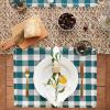 imageDII Heavyweight Fringed Check Tabletop Collection Placemat Set 13x19 Gray 6 PieceTeal