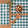 imageDII Heavyweight Fringed Check Tabletop Collection Placemat Set 13x19 Gray 6 PieceTeal