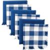 imageDII Cotton Checker Fringed Dish Towels 18 x 28quot Set of 4 Absorbent Heavyweight Woven Kitchen Towels for Drying and Cleaning DishesGrayNavy