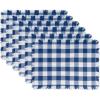 imageDII Heavyweight Fringed Check Tabletop Collection Placemat Set 13x19 Gray 6 PieceNavy