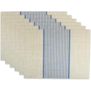 imageDII Black Farmhouse Stripe PVC Woven PlacematFrench Blue Middle Stripe