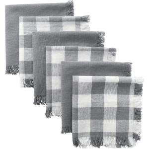 imageDII Cotton Checker Fringed Dish Towels 18 x 28quot Set of 4 Absorbent Heavyweight Woven Kitchen Towels for Drying and Cleaning DishesGrayGray