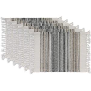 imageDII Everyday Collection Fringed Stripe Tabletop Placemat Set 13x20 TealBlack