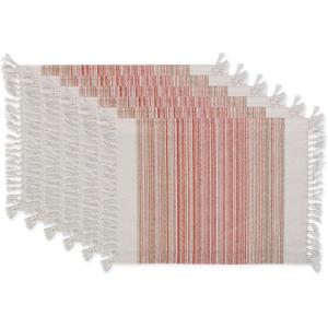 imageDII Everyday Collection Fringed Stripe Tabletop Placemat Set 13x20 TealPimento