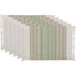 imageDII Everyday Collection Fringed Stripe Tabletop Placemat Set 13x20 TealThyme
