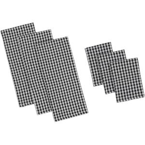 imageDII French Check Kitchen Collection Decorative Oversized Cotton Dishtowels Assorted Set Black 6 PieceBlack