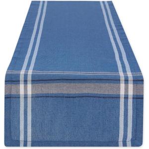 imageDII French Stripe Dining Table Collection Farmhouse Style Table Runner 14x72 Inches Gray ChambrayBlue Chambray