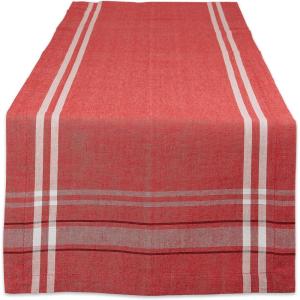 imageDII French Stripe Dining Table Collection Farmhouse Style Table Runner 14x72 Inches Gray ChambrayRed Chambray