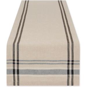 imageDII French Stripe Dining Table Collection Farmhouse Style Table Runner 14x72 Inches Gray ChambrayTaupeBlack