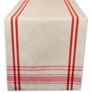 imageDII French Stripe Dining Table Collection Farmhouse Style Table Runner 14x72 Inches Gray ChambrayTaupeRed