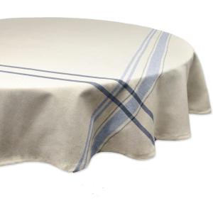 imageDII French Stripe Tabletop Collection Farmhouse Style Dining Table Linen Tablecloth 60x104 TaupeBlueTaupeBlue