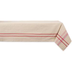 imageDII French Stripe Tabletop Collection Farmhouse Style Dining Table Linen Tablecloth 60x104 TaupeBlueTaupeRed