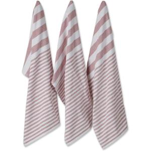 imageDII French Terry Collection Kitchen Dishtowel Set 18x28 Barn Red Chambray Solid 3 PieceBarn Red Nautical Stripe