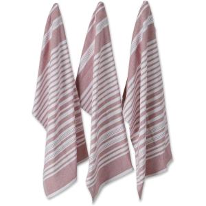 imageDII French Terry Collection Kitchen Dishtowel Set 18x28 Barn Red Chambray Solid 3 PieceBarn Red Stripe