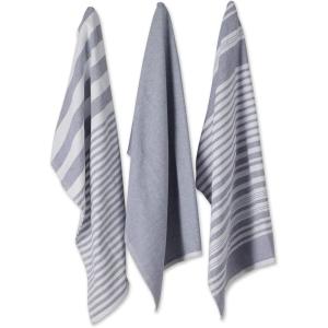 imageDII French Terry Collection Kitchen Dishtowel Set 18x28 Barn Red Chambray Solid 3 PieceFrench Blue Assorted