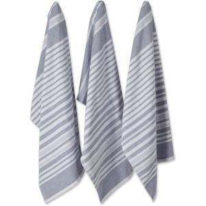 imageDII French Terry Collection Kitchen Dishtowel Set 18x28 Barn Red Chambray Solid 3 PieceFrench Blue Stripe