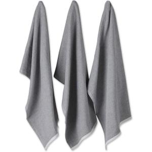 imageDII French Terry Collection Kitchen Dishtowel Set 18x28 Barn Red Chambray Solid 3 PieceMineral Gray Chambray Solid