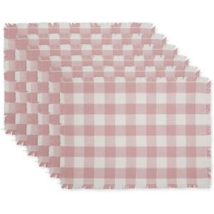 imageDII Heavyweight Fringed Check Tabletop Collection Placemat Set 13x19 Gray 6 PiecePale Mauve