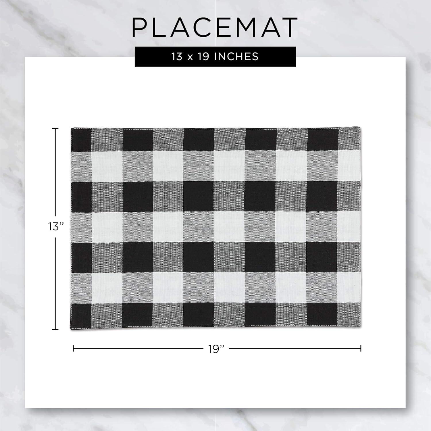 imageDII Buffalo Check Collection Classic Farmhouse Tabletop Set Placemat Set 13x19 Stonewash Blue 6 Piece