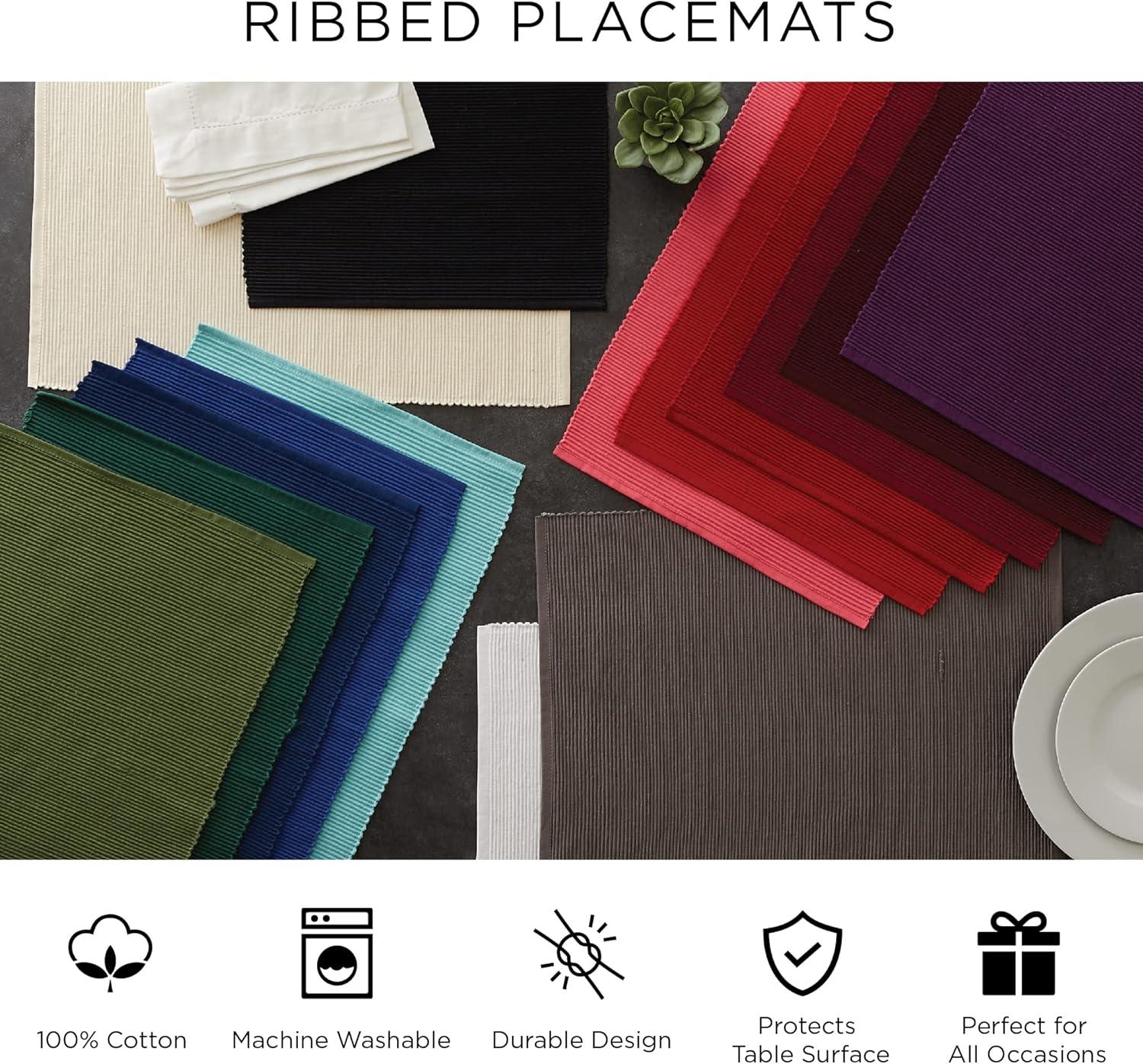 imageDII Buffalo Check Collection Classic Farmhouse Tabletop Set Placemat Set 13x19 Stonewash Blue 6 Piece