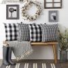imageDII Decorative Square Throw Pillow Cover Collection Cotton Machine Washable Hidden Zipper 18x18 Gray Assorted 4 PieceBlack Gingham