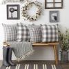 imageDII Decorative Square Throw Pillow Cover Collection Cotton Machine Washable Hidden Zipper 18x18 Gray Assorted 4 PieceGray Gingham