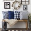 imageDII Decorative Square Throw Pillow Cover Collection Cotton Machine Washable Hidden Zipper 18x18 Gray Assorted 4 PieceNavy Assorted