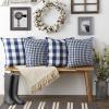 imageDII Decorative Square Throw Pillow Cover Collection Cotton Machine Washable Hidden Zipper 18x18 Gray Assorted 4 PieceNavy Gingham
