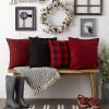 imageDII Decorative Square Throw Pillow Cover Collection Cotton Machine Washable Hidden Zipper 18x18 Gray Assorted 4 PieceRedBlack Assorted