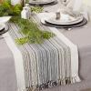 imageDII Everyday Collection Fringed Stripe Tabletop Table Runner 14x72 ThymeBlack