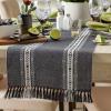 imageDII Everyday Collection Fringed Stripe Tabletop Table Runner 14x72 ThymeDobby Black