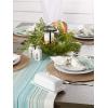 imageDII Everyday Collection Fringed Stripe Tabletop Table Runner 14x72 ThymeTeal