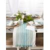 imageDII Everyday Collection Fringed Stripe Tabletop Table Runner 14x72 ThymeTeal