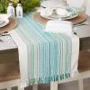 imageDII Everyday Collection Fringed Stripe Tabletop Table Runner 14x72 ThymeTeal