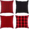 imageDII Decorative Square Throw Pillow Cover Collection Cotton Machine Washable Hidden Zipper 18x18 Gray Assorted 4 PieceRedBlack Assorted