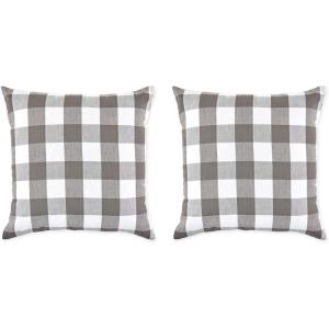 imageDII 100 Cotton Buffalo Check Pillow Cover Set Black 20x20 2 PieceGray