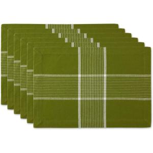 imageDII Basic Check Collection Tabletop Napkin Set Black 6 PieceGreen
