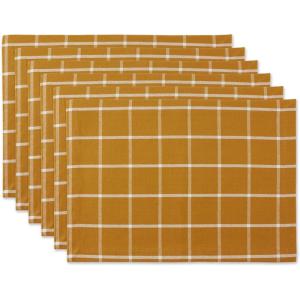 imageDII Basic Check Collection Tabletop Napkin Set Black 6 PieceHoney Gold Check