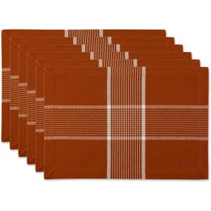 imageDII Basic Check Collection Tabletop Napkin Set Black 6 PieceRust
