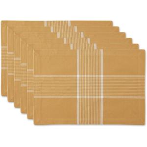 imageDII Basic Check Collection Tabletop Napkin Set Black 6 PieceYellow