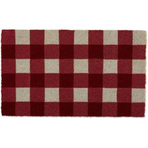 imageDII Buffalo Check Coir Doormat Stylish Farmhouse Dcor Pet Friendly 18x30 Red ampamp WhiteRed  White