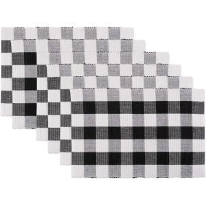 imageDII Buffalo Check Collection Classic Farmhouse Placemat Set 13x19 Red ampamp Black 6 PieceBlack  White